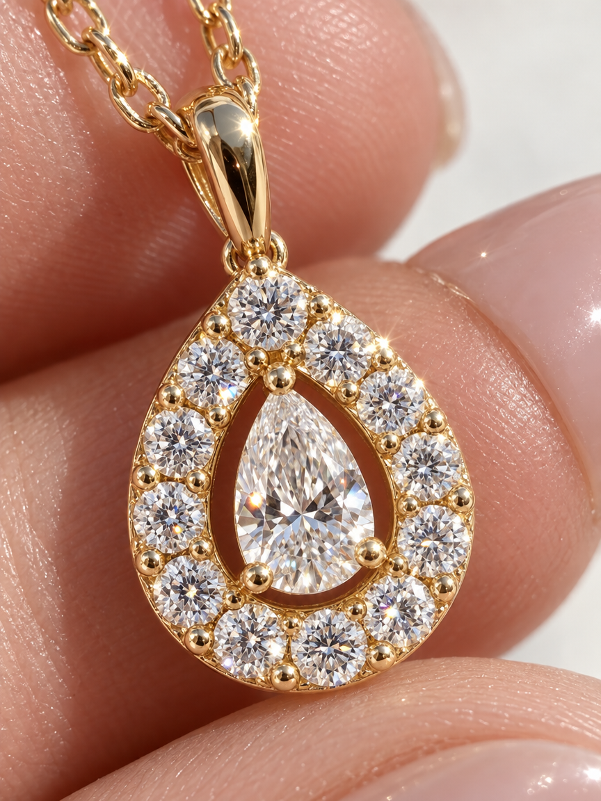 Pavé Waterdrop Pendant Necklace