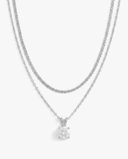 Solitaire & S-Chain Necklace Set