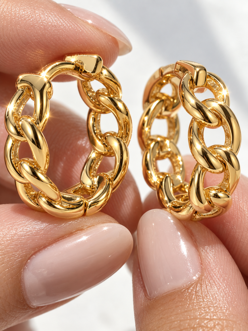 Chain Link Hoop Earrings