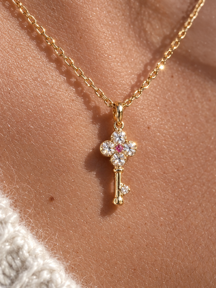 Clover Key Pendant Necklace