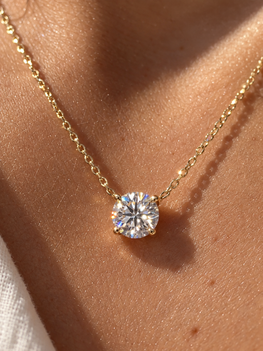 Classic Solitaire Pendant Necklace
