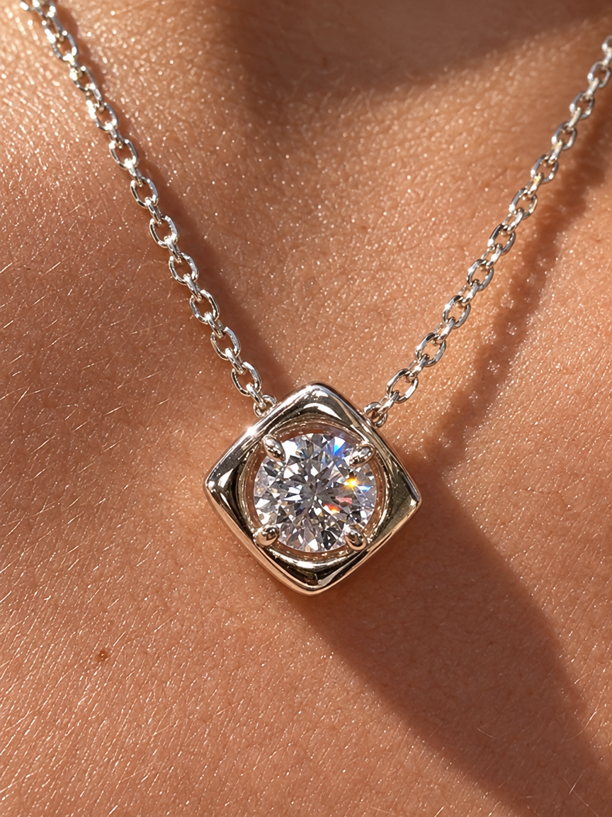 Cushion Solitaire Necklace
