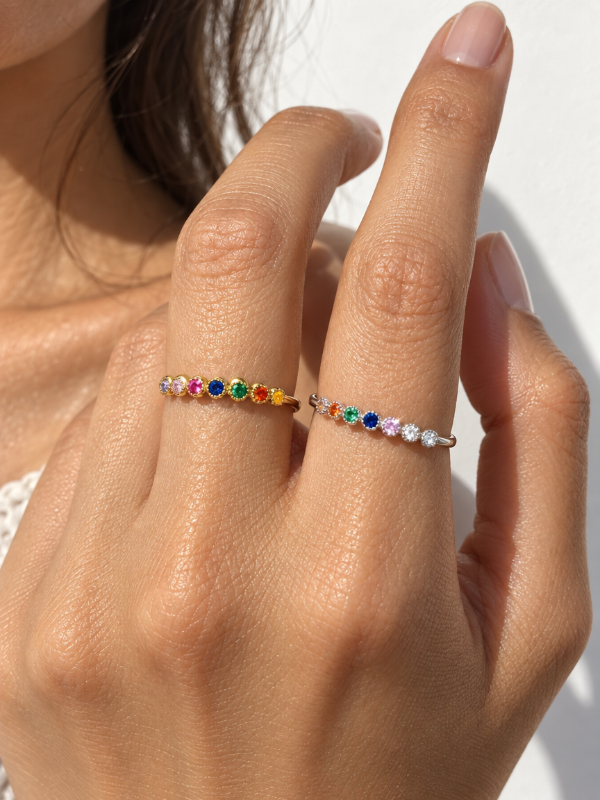 Rainbow Zircon Ring