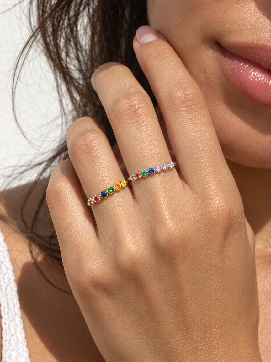 Rainbow Zircon Ring