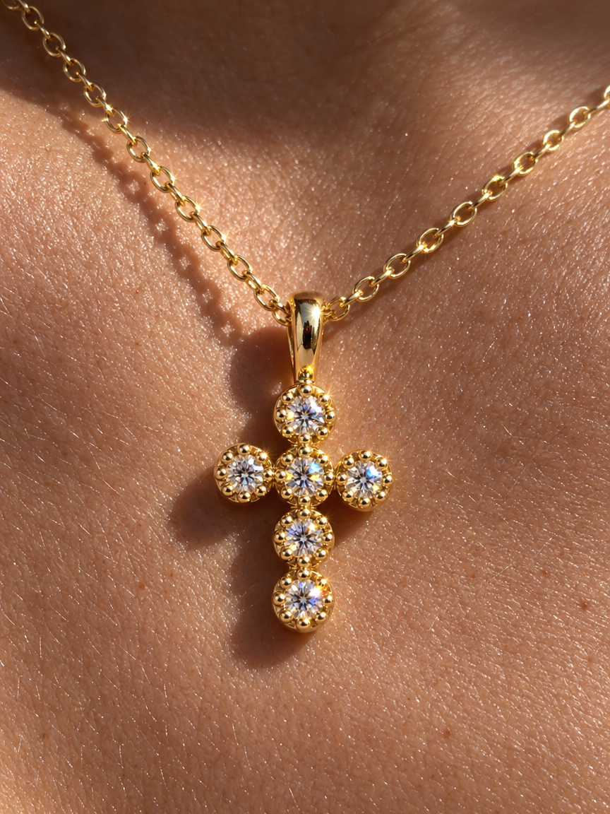 Bezel Cross Pendant Necklace