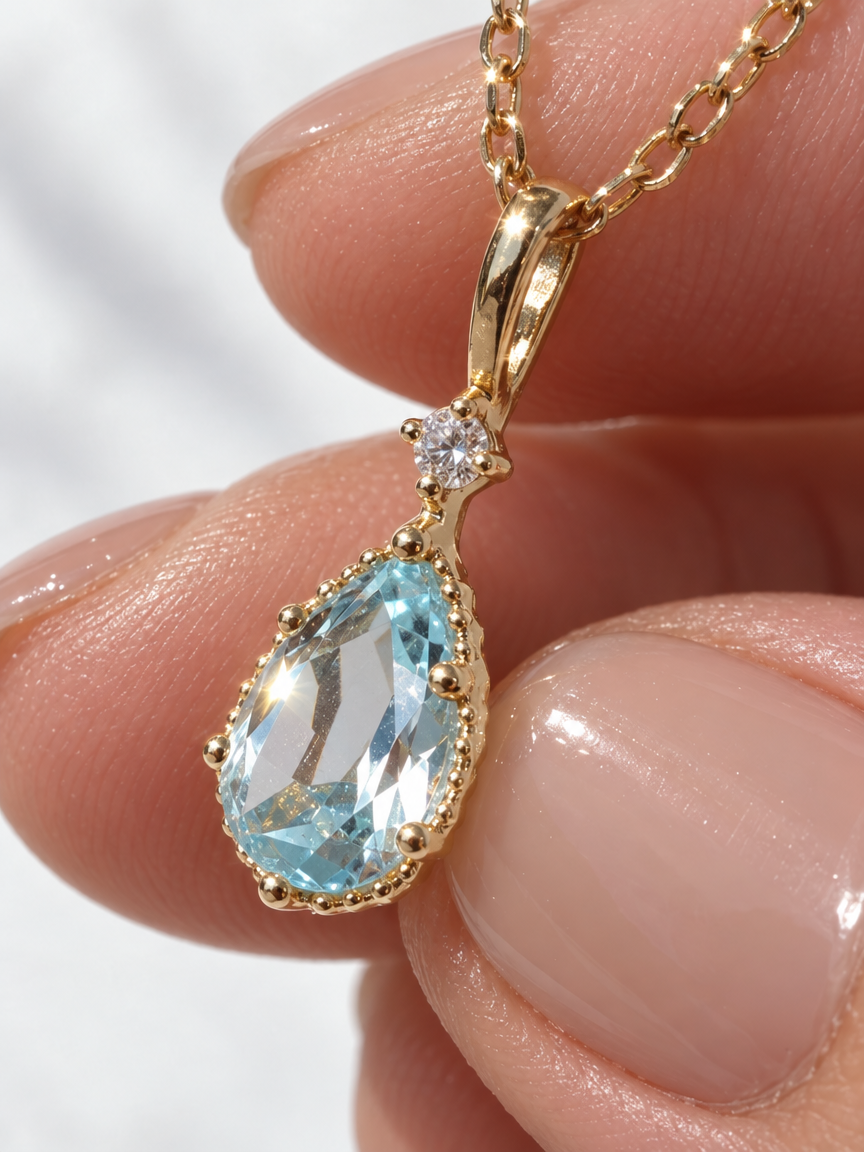 Teardrop Crystal Pendant Necklace