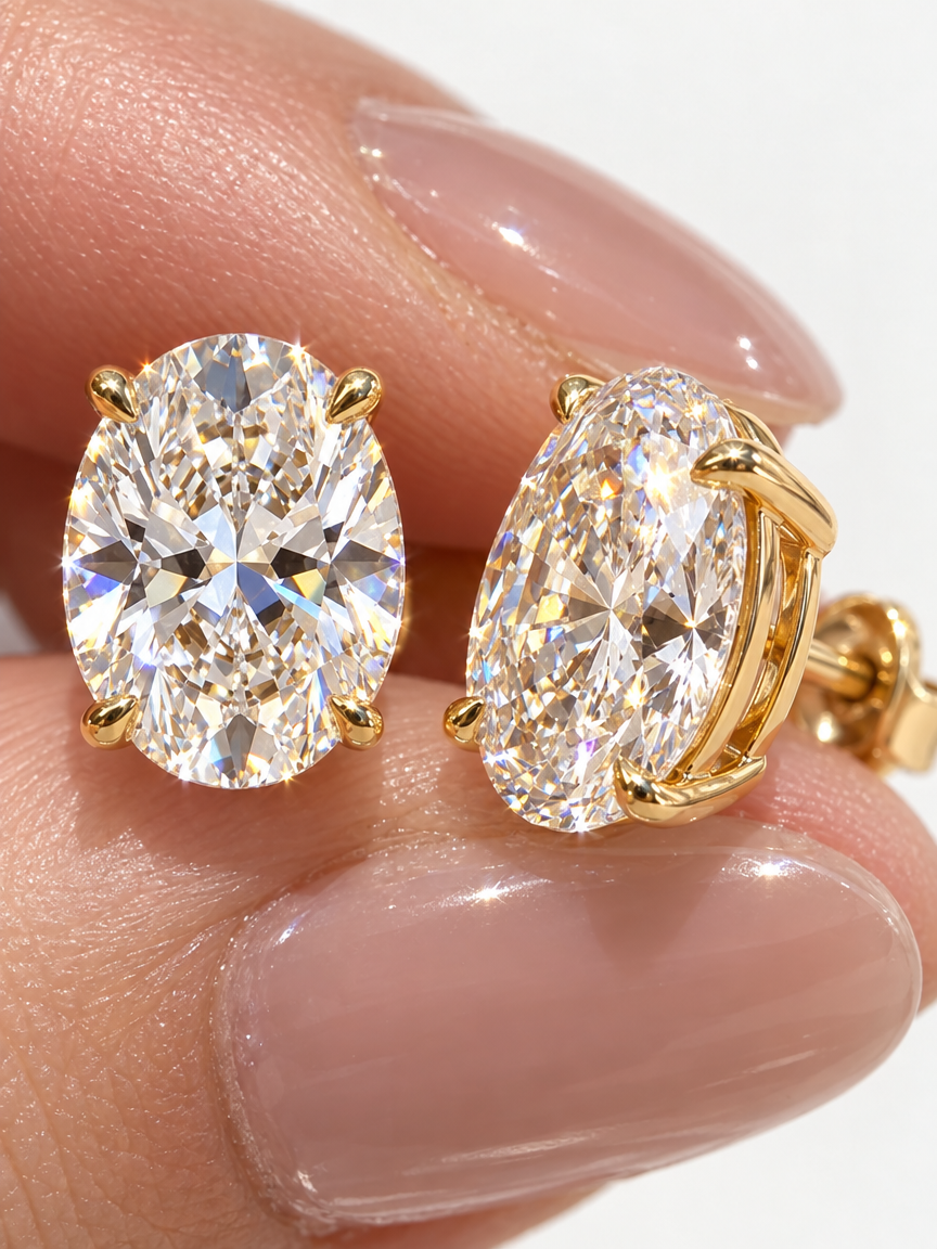 Classic Oval Solitaire Studs