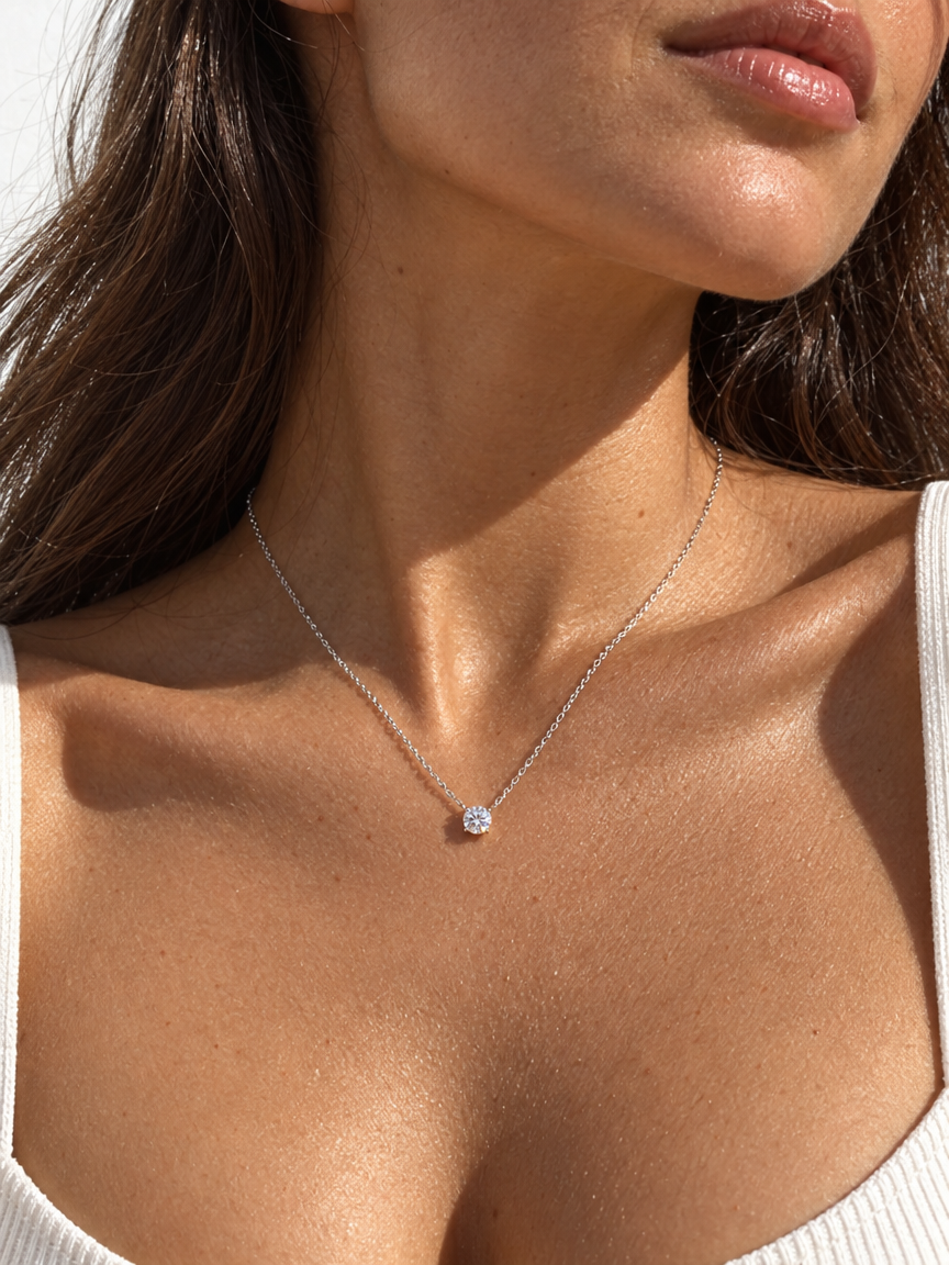 Classic Solitaire Pendant Necklace