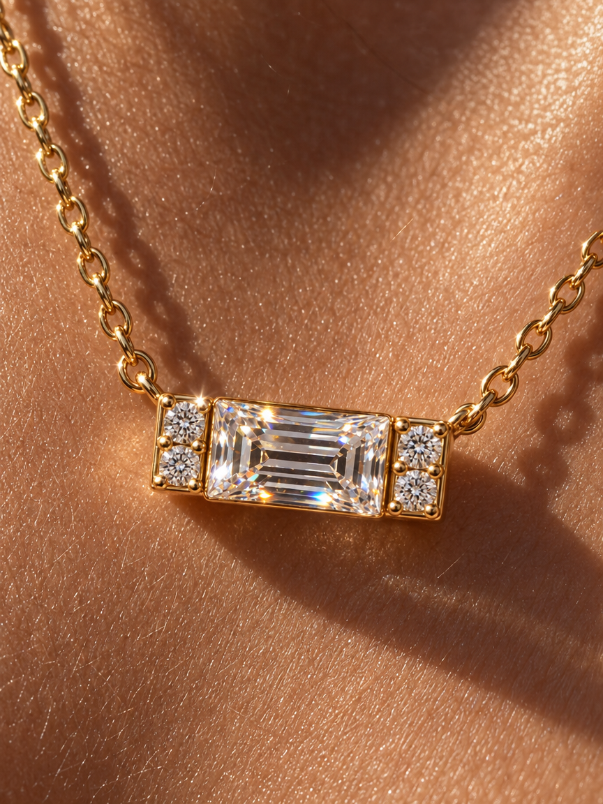 Baguette-Cut Pendant Necklace