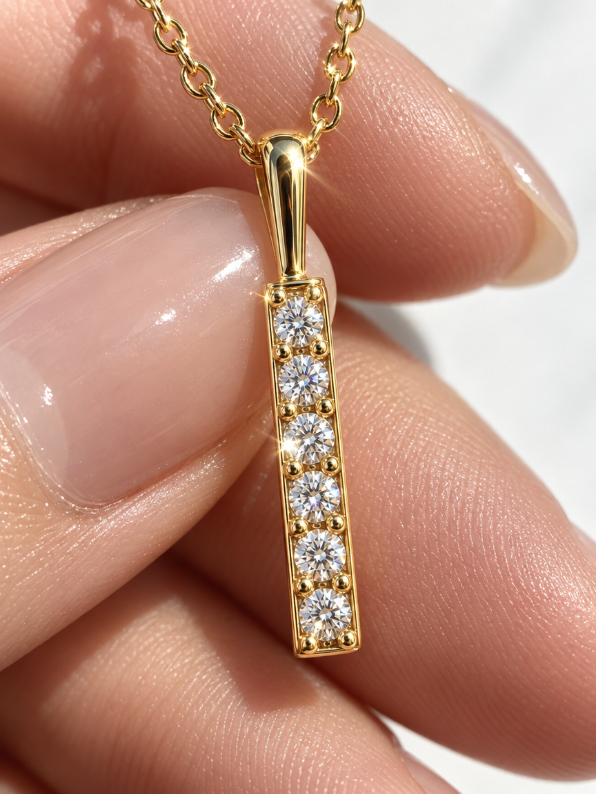 Vertical Pavé Bar Necklace