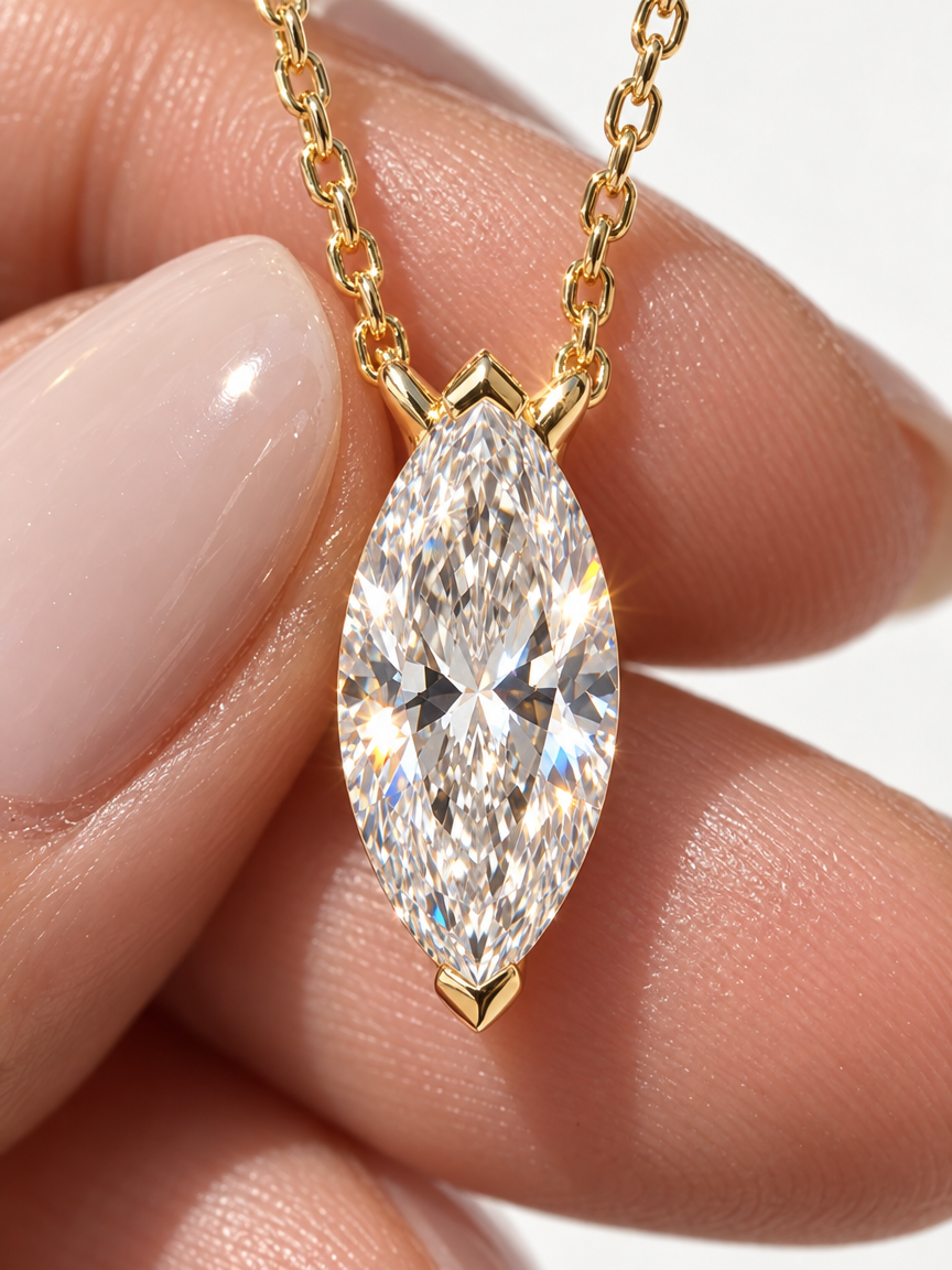 Marquise Solitaire Pendant Necklace
