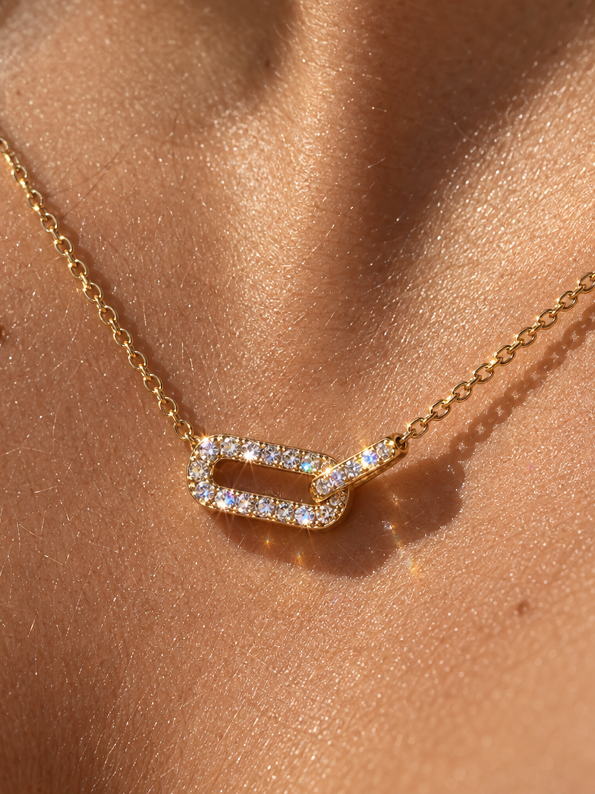 Double Pavé Ring Necklace