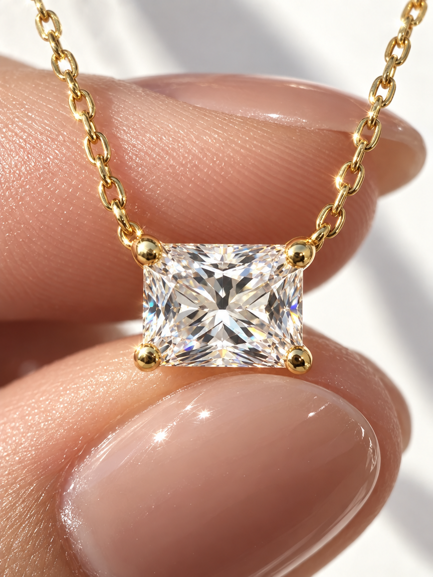 Step-Cut Solitaire Necklace