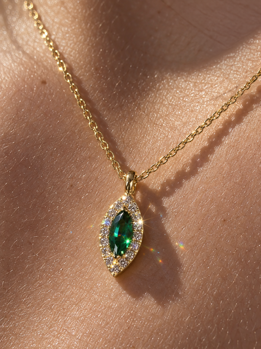Green Crystal Marquise Necklace