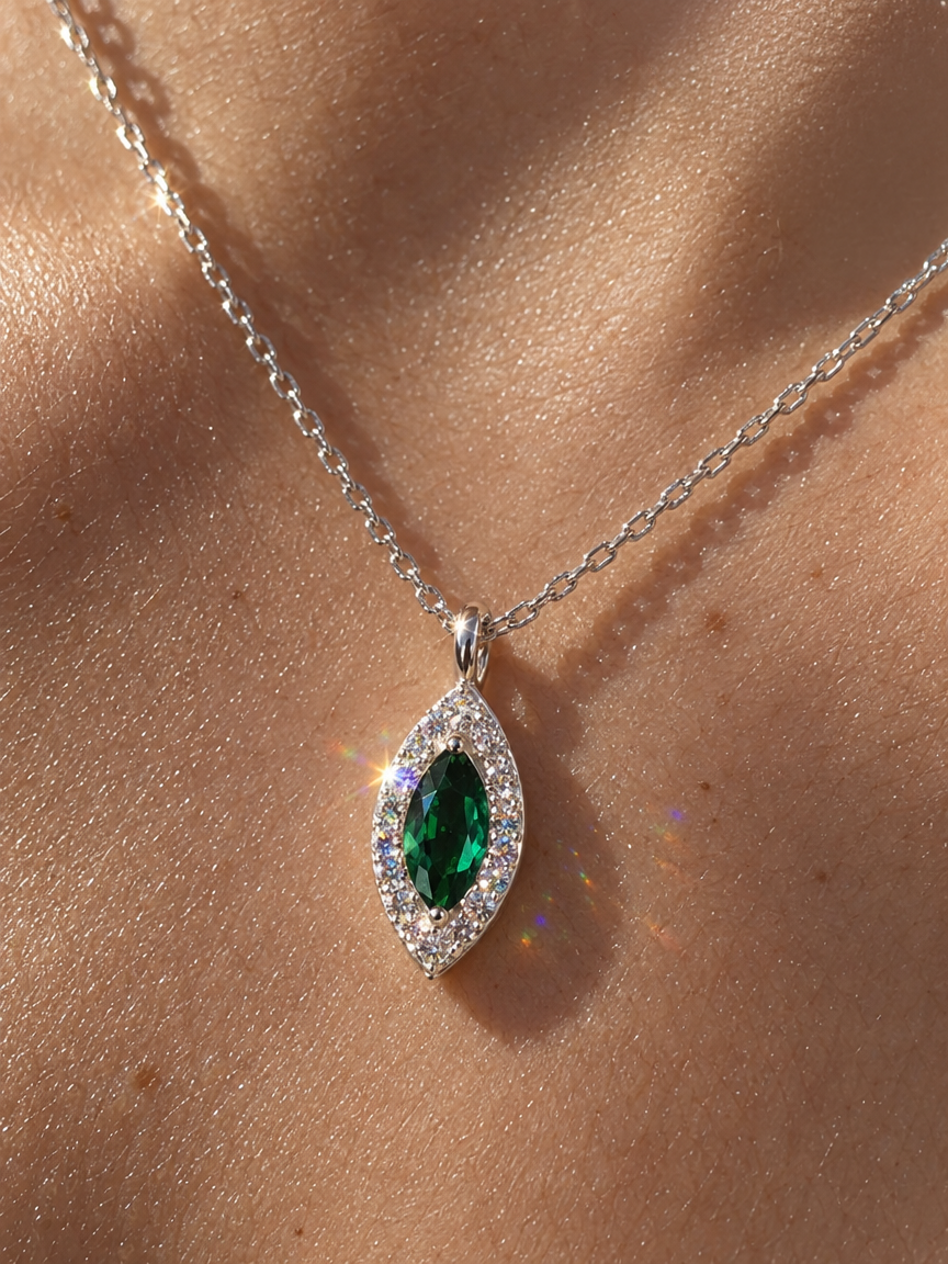 Green Crystal Marquise Necklace