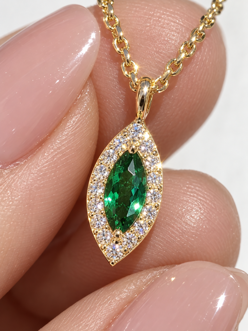 Green Crystal Marquise Necklace