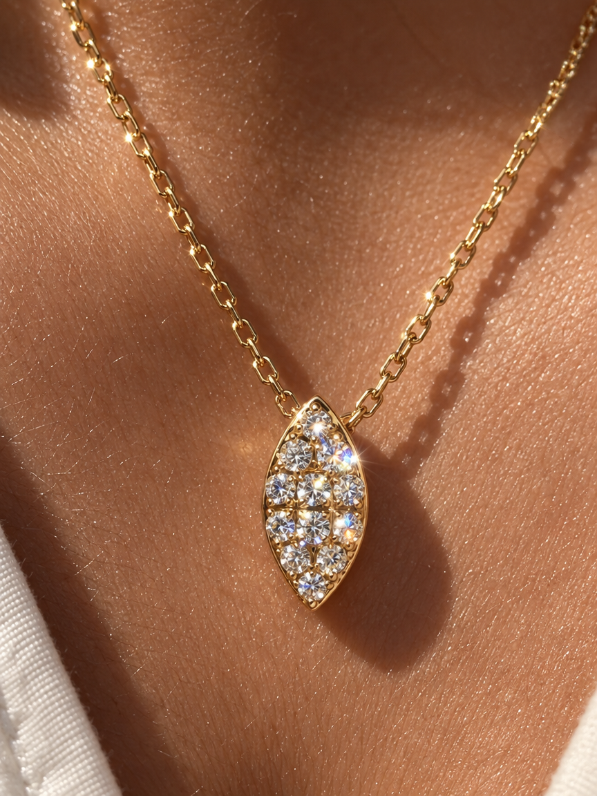 Pavé Oval Pendant Necklace