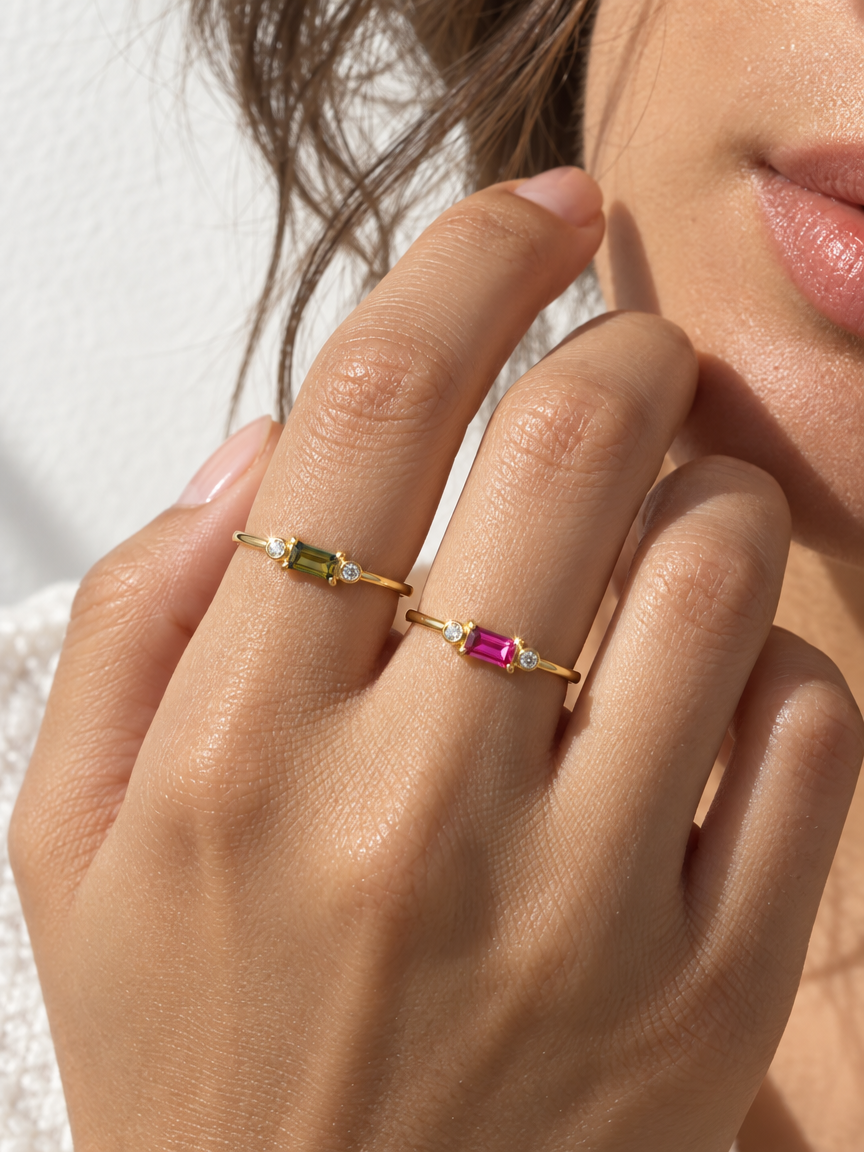 Baguette Crystal Band Ring