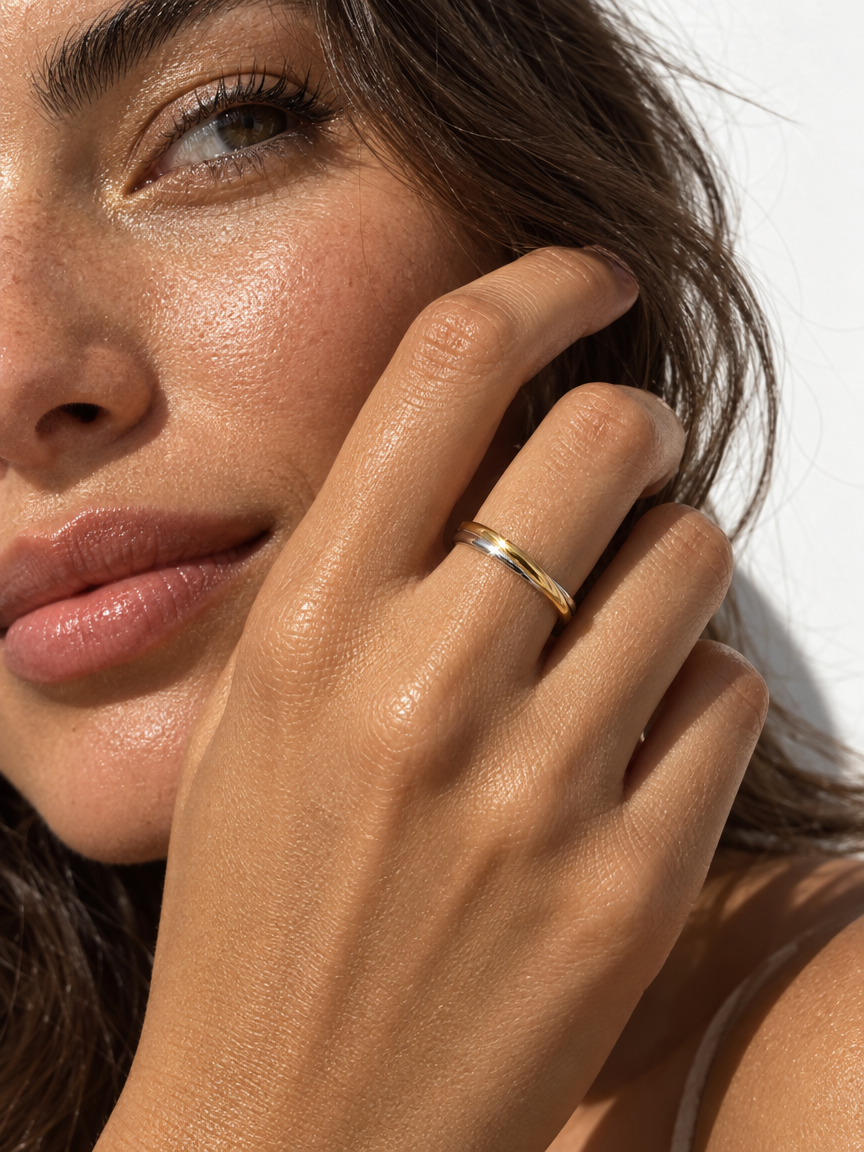 Two-Tone Twisted Ring
