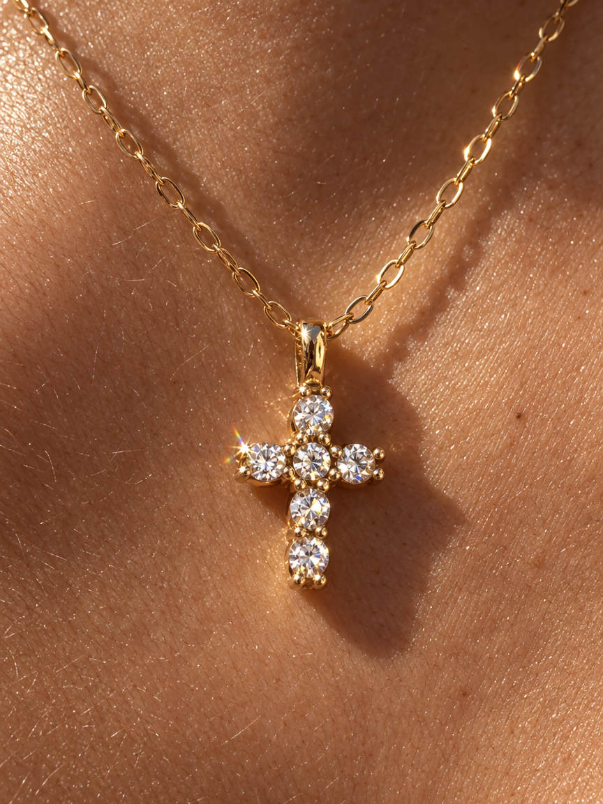 Cluster Cross Necklace