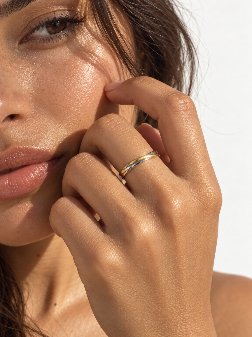 Two-Tone Twisted Ring
