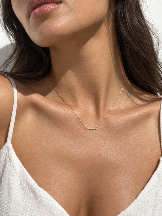 Horizontal Pavé Bar Necklace