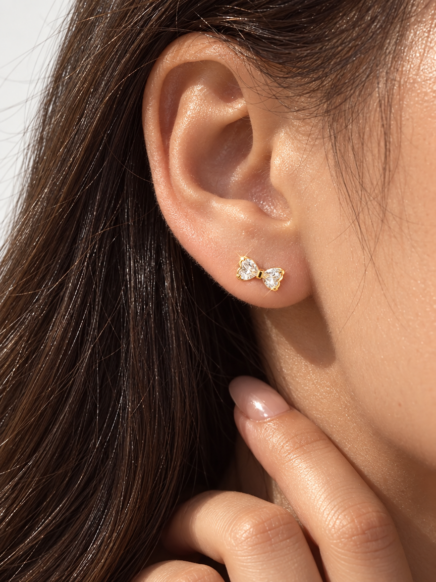 Heart Bowtie Studs