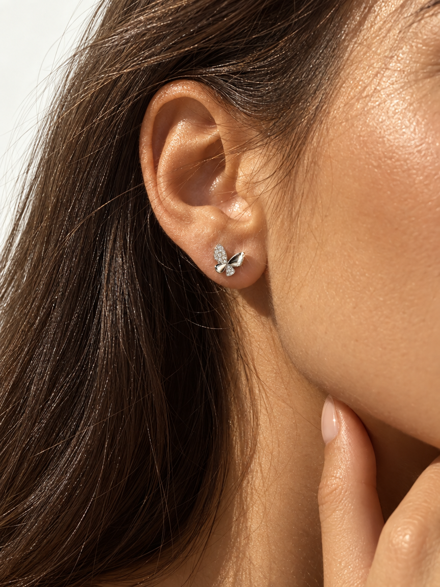 Butterfly Zircon Stud Earrings