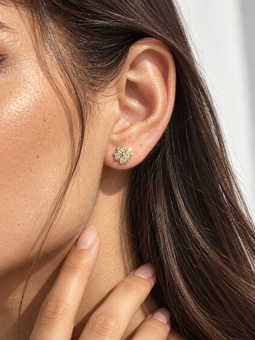 Heart Clover Studs