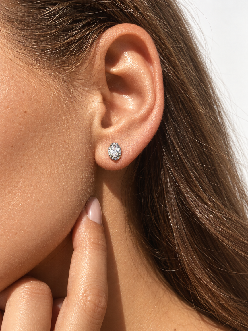 Oval Halo Studs