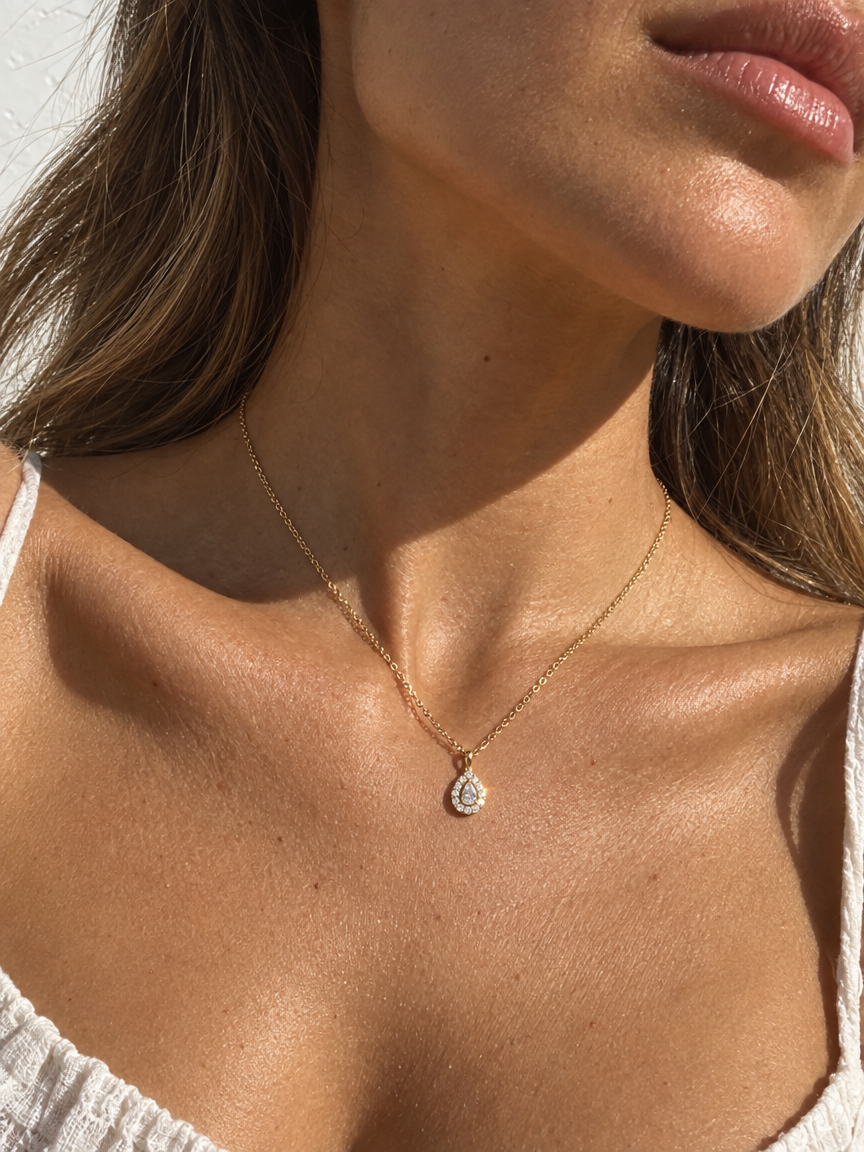 Pavé Waterdrop Pendant Necklace