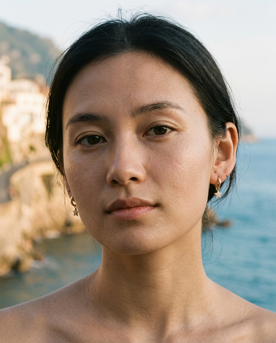 Pavé Star Drop Hoop Earrings