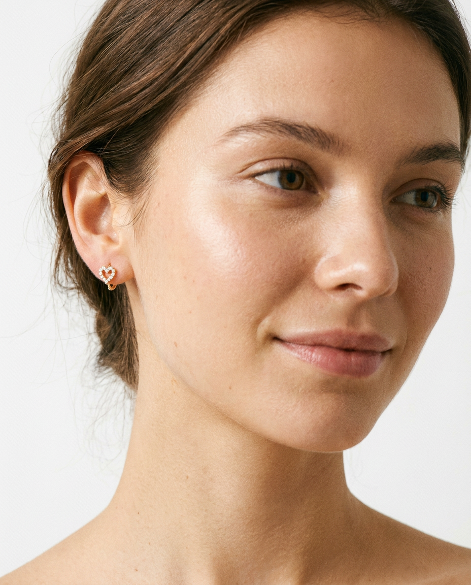 Pavé Heart Huggie Hoops