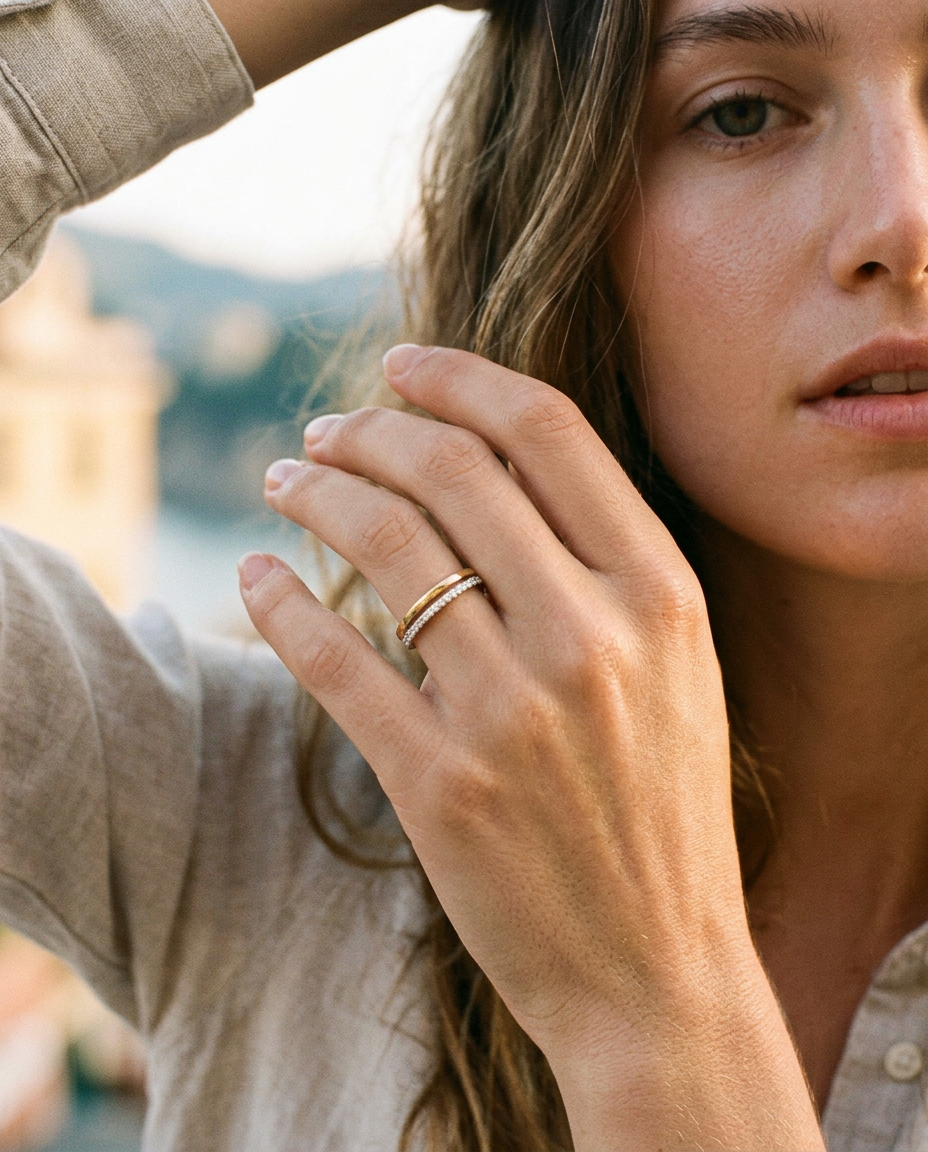 Double Band Pavé Ring