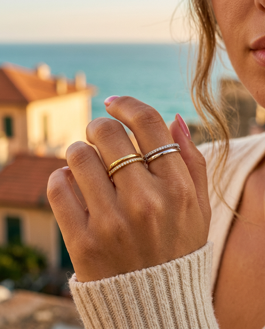 Double Band Pavé Ring