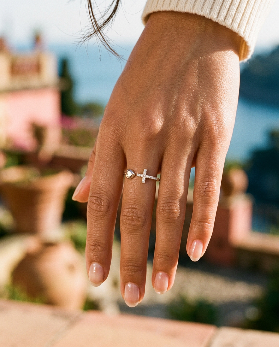 Heart & Cross Ring