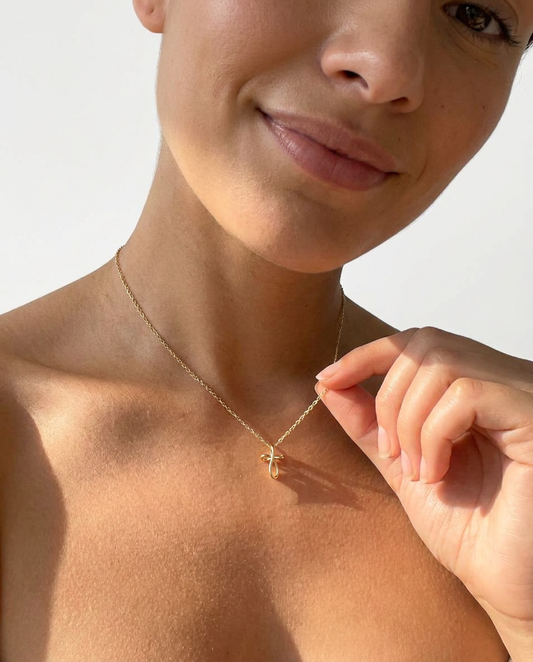Ribbon Cross Pendant Necklace