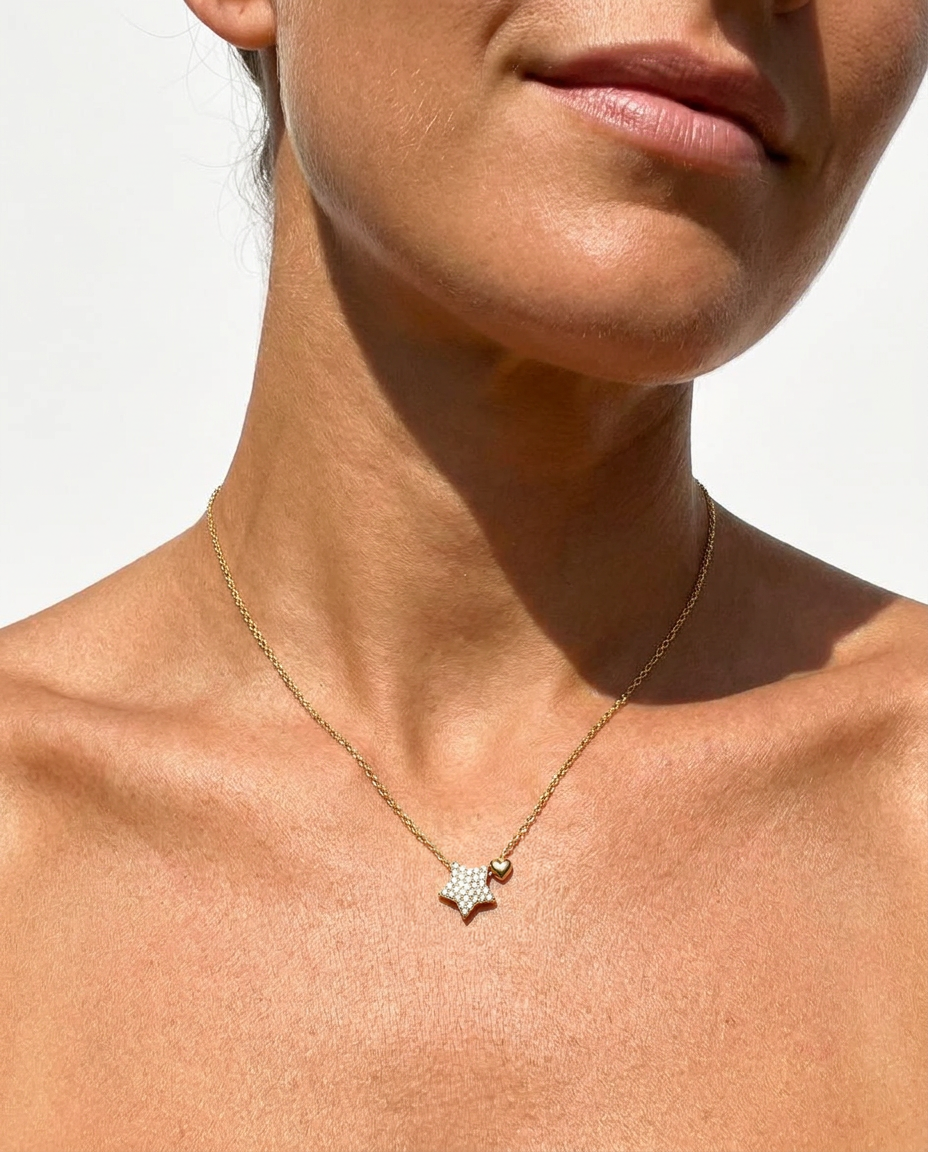 Pavé Star & Heart Necklace