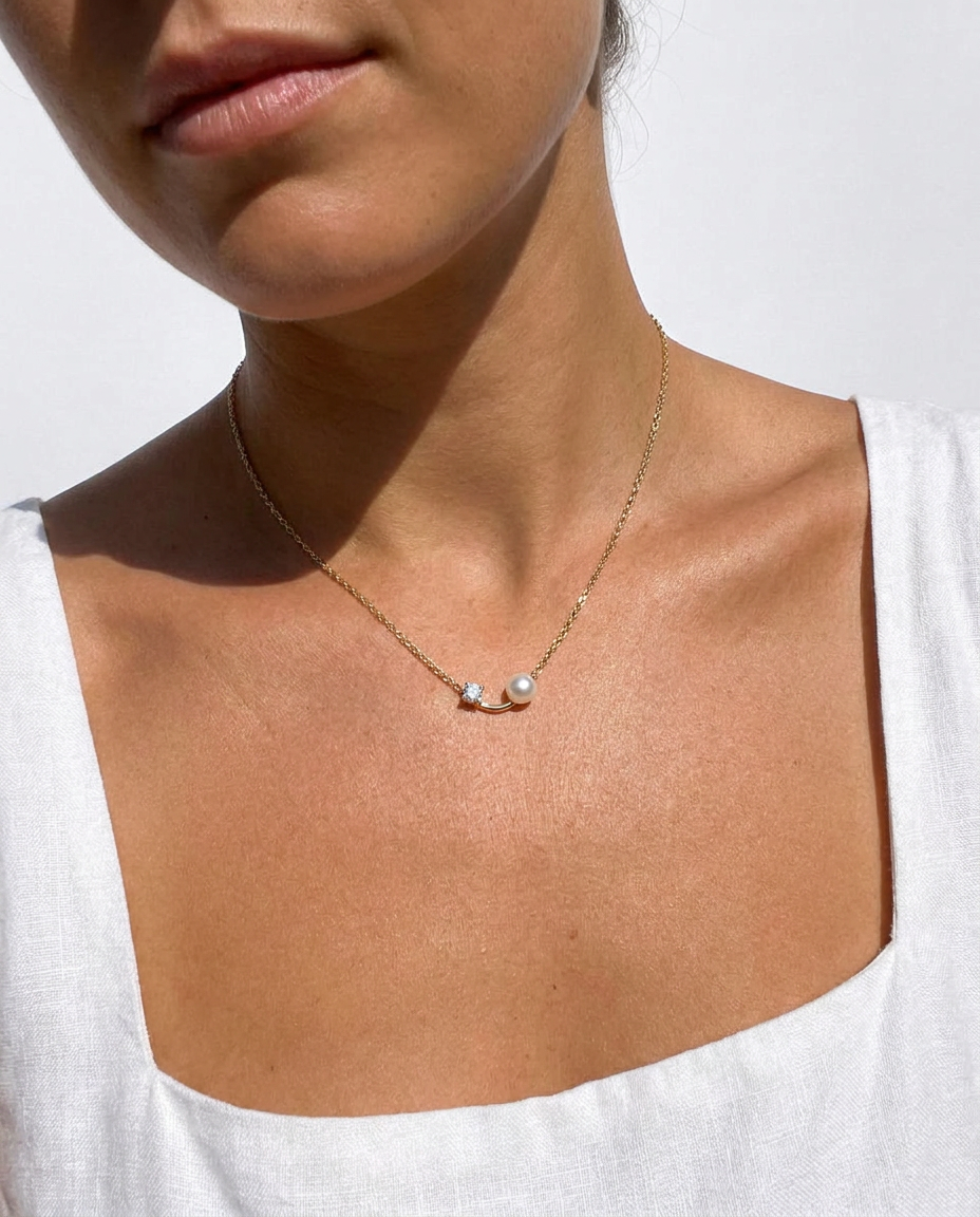 Pearl & Zirconia Accent Necklace