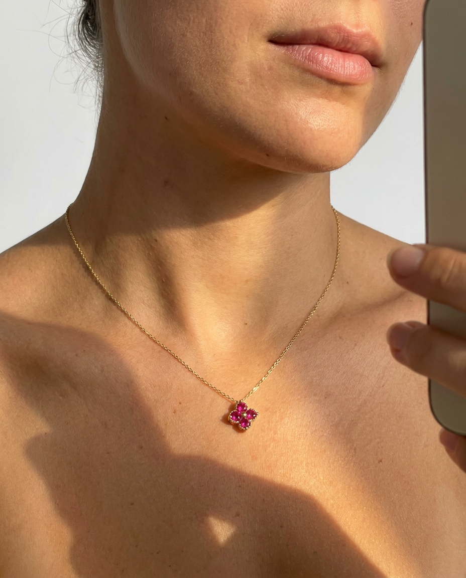 Pomegranate Clover Necklace