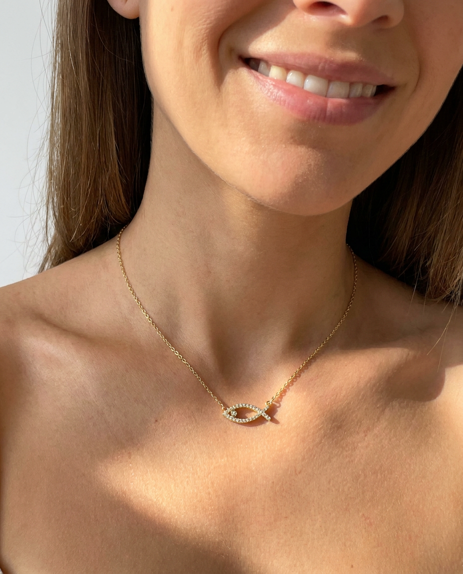 Pavé Fish Pendant Necklace