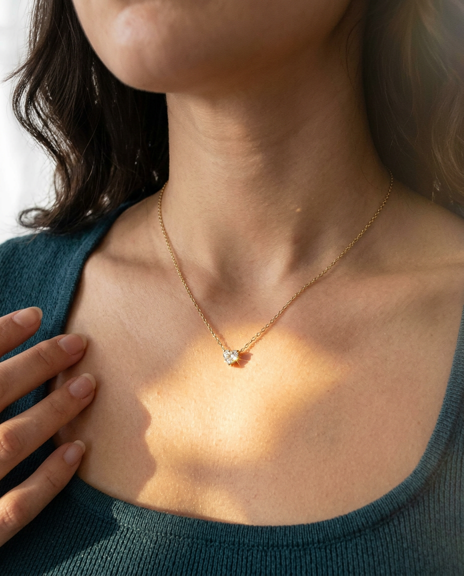 Heart Solitaire Pendant Necklace