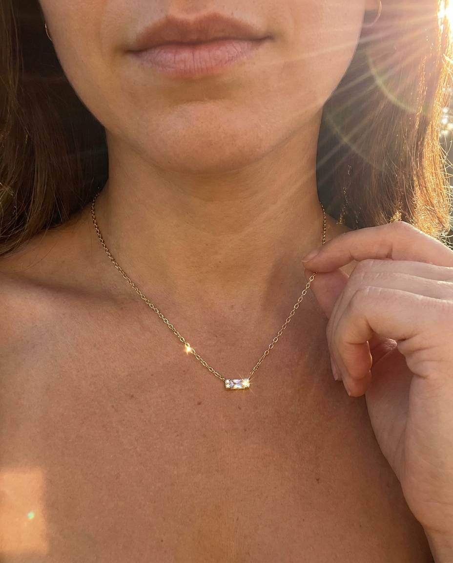 Baguette-Cut Pendant Necklace