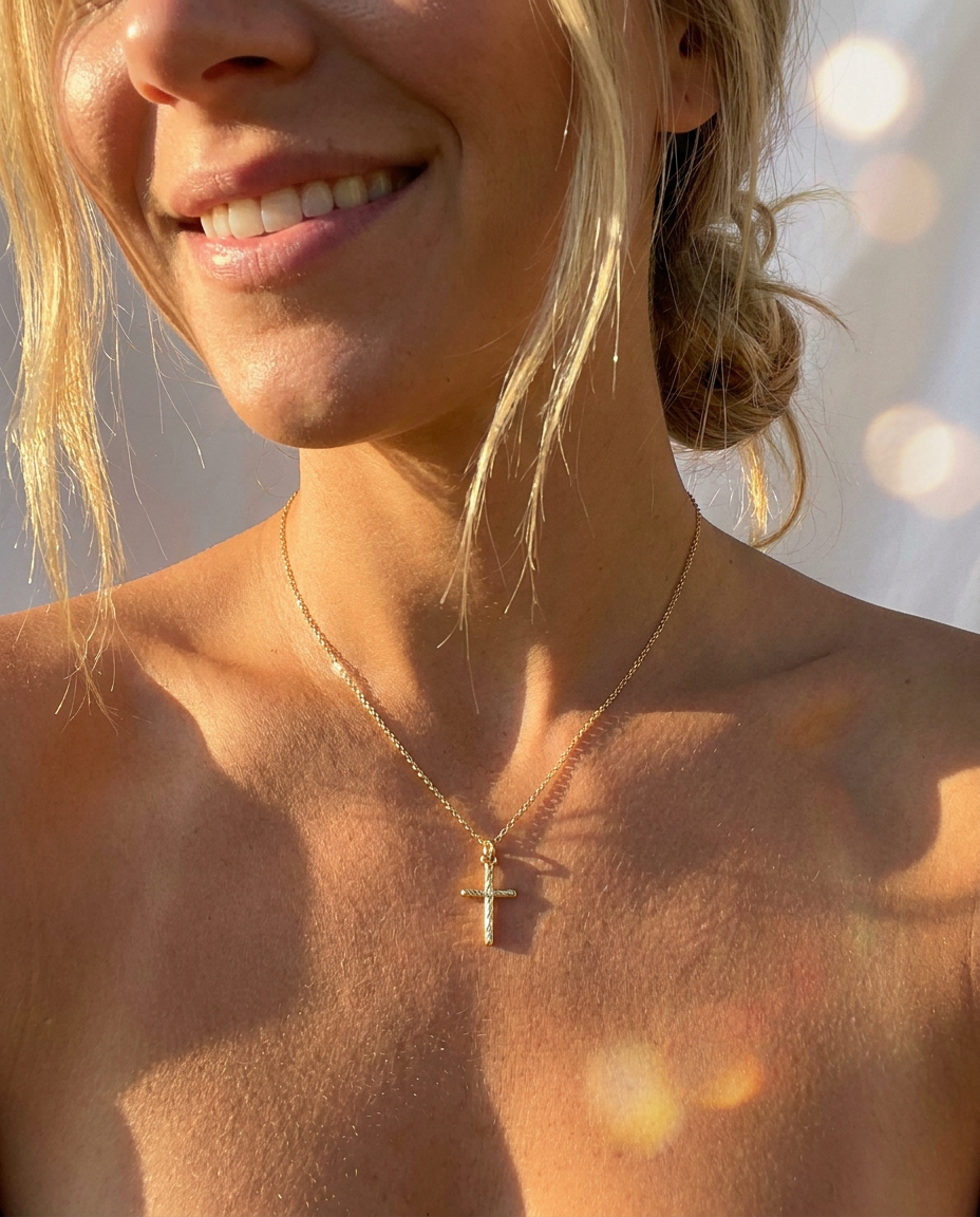 Textured Cross Necklace
