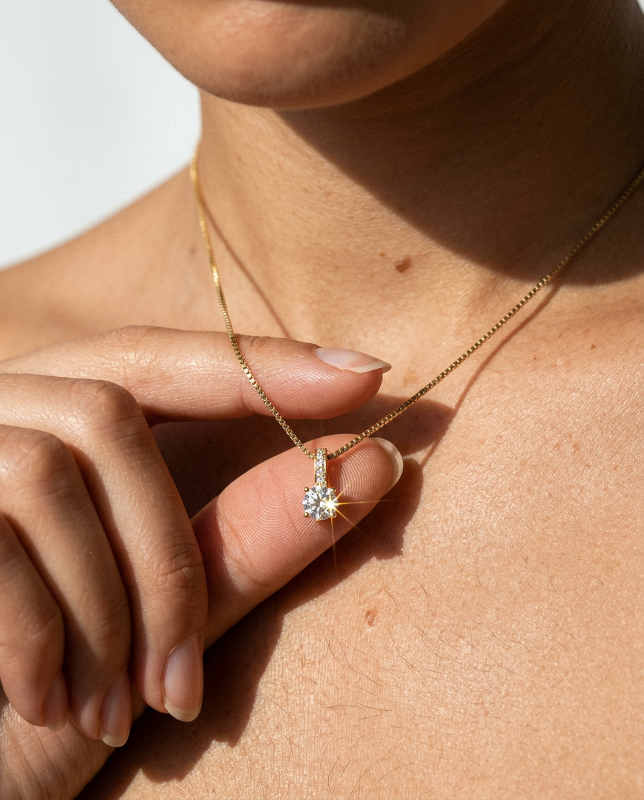 Solitaire Zircon Pendant Necklace