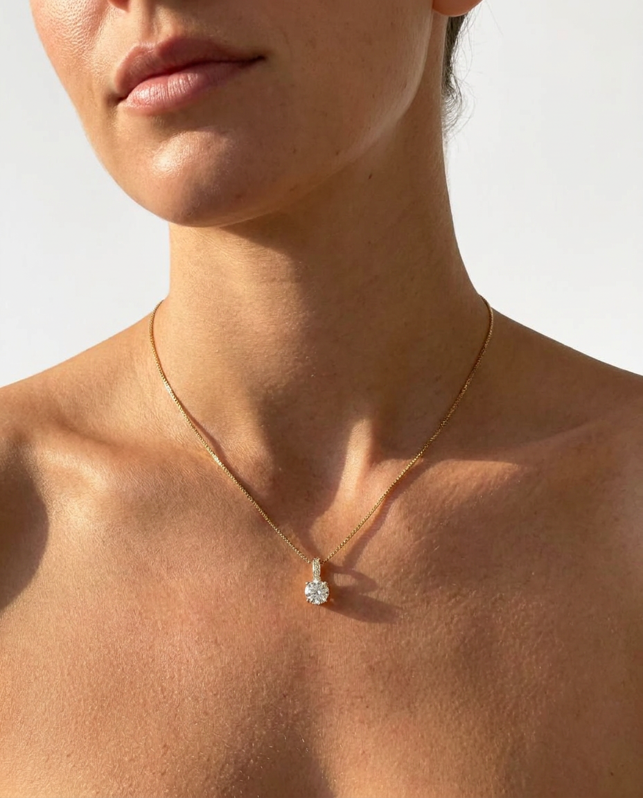 Solitaire Zircon Pendant Necklace
