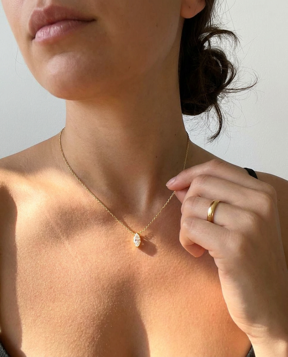 Marquise Solitaire Pendant Necklace