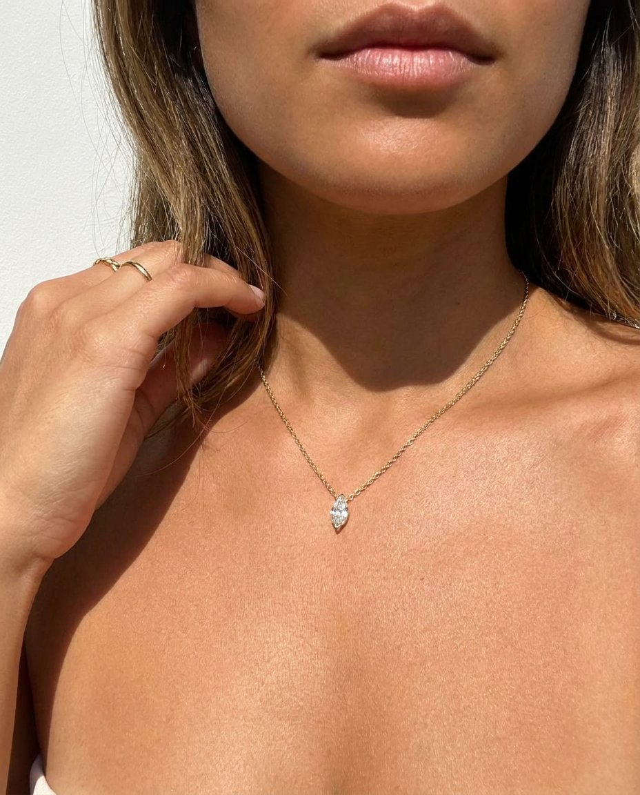 Marquise Solitaire Pendant Necklace