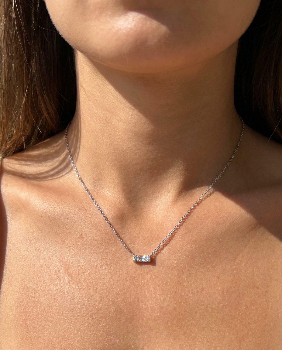 Baguette-Cut Pendant Necklace