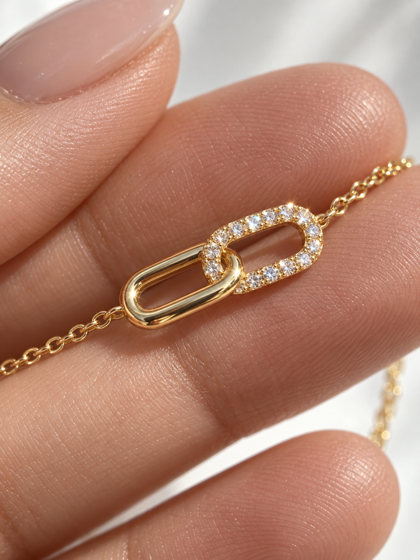 Interlocking Pavé Link Bracelet